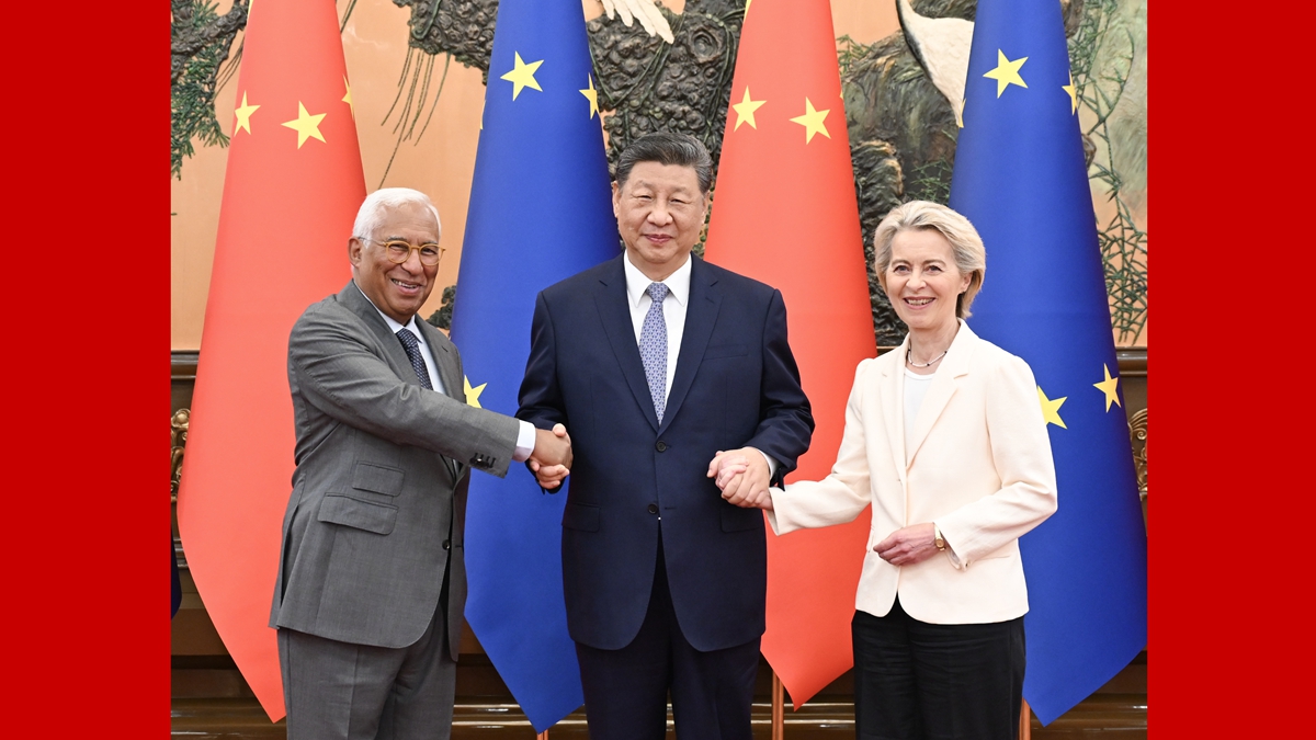 習(xí)近平會(huì)見(jiàn)歐洲理事會(huì)主席科斯塔、歐盟委員會(huì)主席馮德萊恩